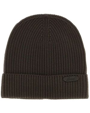 Brioni Ribbed Wool Beanie - Black
