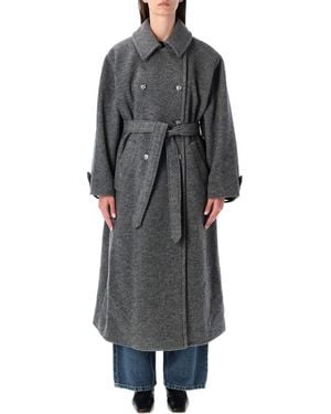 A.P.C. Heather Oversized Wool Lea Coat - Gray