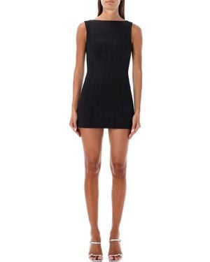 Marine Serre Chic Mini Dress With Signature Moon Diamond Jacquard - Black