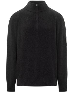 C.P. Company Sweater With Zipper And Lens Pocket - Black