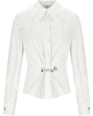 Elisabetta Franchi Shirt With Brooch - White