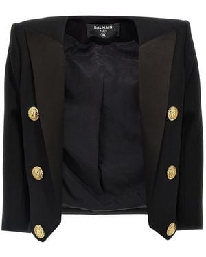 Balmain Blazer With Satin Lapels - Black