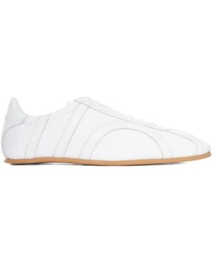 TOTEME Leather-Panel Lace-Up Sneakers - White