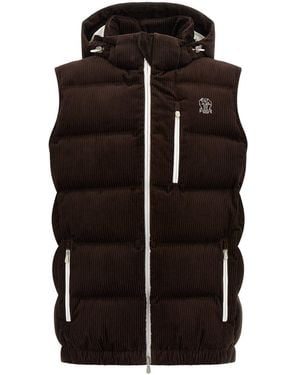 ジャケット BRUNELLO CUCINELLI Sleeveless velvet down jacket Sleek Brunello Cucinelli Suede Sleeveless Down Jacket men