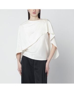 Jonathan Simkhai Eliora Cream Satin Blouse - White