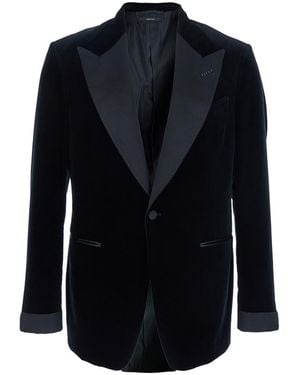 Tom Ford 'Shelton' Jacket With Wide Lapels And Welt Wockets - Blue