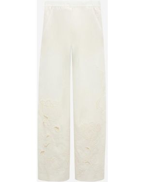 Dorothee Schumacher Linen Embroidered Trousers - White