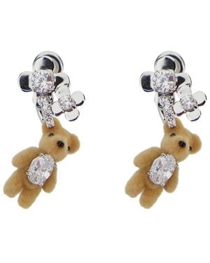 YVMIN Brown Earings With Bear Detail And Flower Design In Brass Blend Woman - Metallic