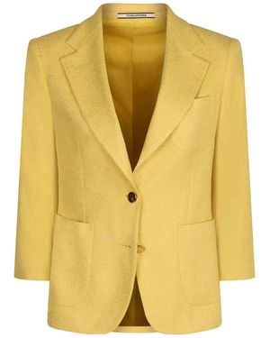 Tagliatore Two-Button Jacket With Micro Sequins in Natural