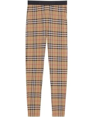 Burberry Check Leggings - Natural