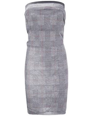 Jean Paul Gaultier Mesh Skirt Double Layer Printed "Body Shadow" And "Prince Of Wales" - Gray