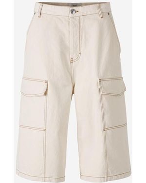 Ami Paris Denim Cargo Bermuda Shorts - Natural