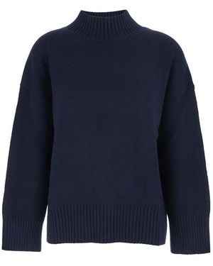 Plain Turtleneck Jumper With Dropped Shoulder - Blue