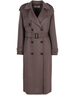 Elisabetta Franchi Wool Double-Breasted Trench Jacket - Brown