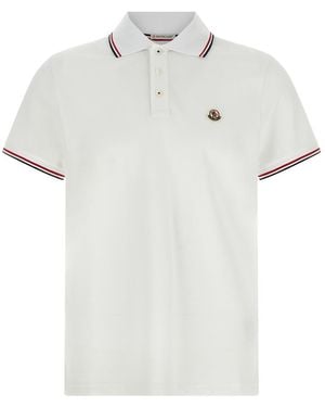 Moncler Piqué Cotton Polo Shirt - White