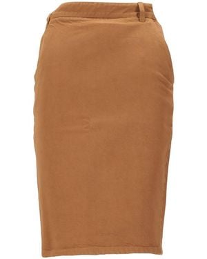 Saint Laurent Back Slit Skirt Rr7276Or Ecru - Brown