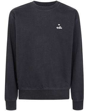 Arte' Small Heart And Logo Crewneck - Black