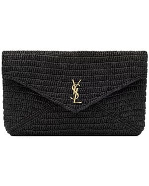Saint Laurent Raffia Clutch Bag - Black