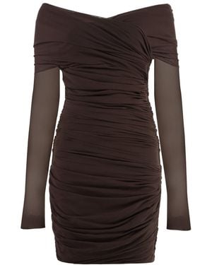 Philosophy Di Lorenzo Serafini Elegant Draped Mini Dress With Removable Sleeves - Brown