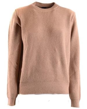 Pinko Plain Round Neck Long Sleeve Knitwear - Pink