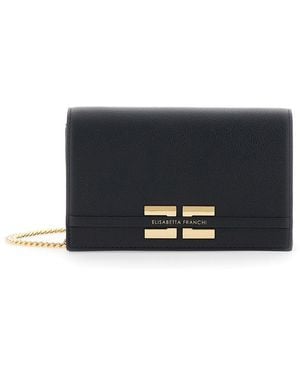Elisabetta Franchi Clutch Bag With Logo Lettering On The Front And Chain Shoulder Strap - Grey