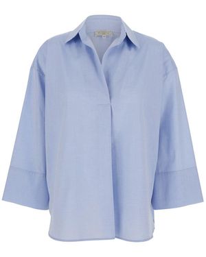 Antonelli 'Alighieri' Shirt With V Neck And Wide Sleeves - Blue