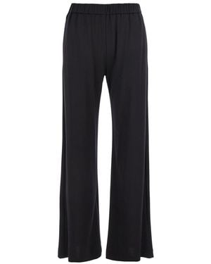 Plain Black Pants With Elastic Waist And Side Pockets In Fabric Woman