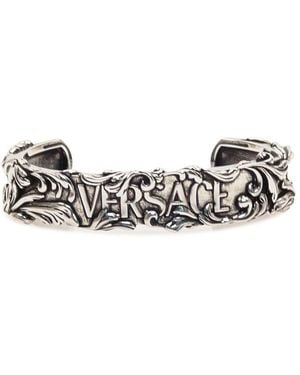 Versace Engraved Metal Bracelet - White