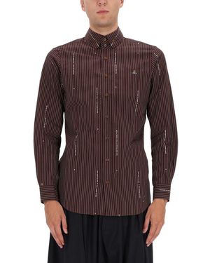 Vivienne Westwood Bordeaux Shirt With Vertical Pinstripes - Purple