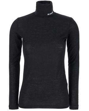 Jil Sander Wool Jersey High Neck - Black