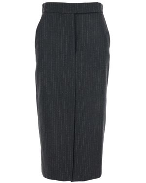 Plain Striped Skirt - Grey