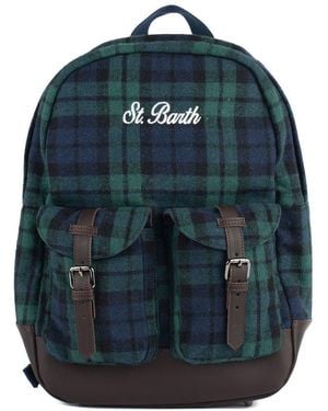 Mc2 Saint Barth Backpack With Tartan Print - Blue