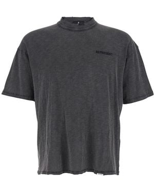 Represent Crewneck T-Shirt With Logo Lettering On The Front - Grey