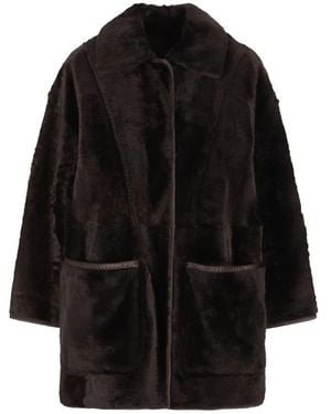 Max Mara Leather Outerwears - Black