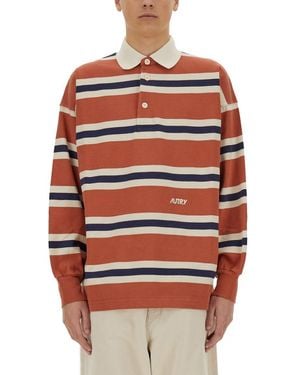 Autry Striped Rugby Polo Shirt - Red