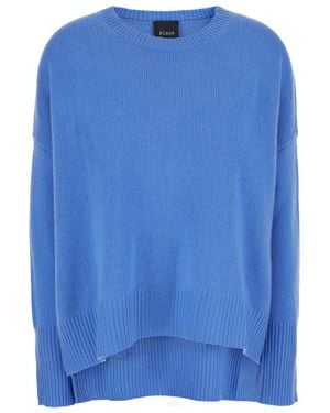 Plain Light Oversized Crewneck Sweater - Blue