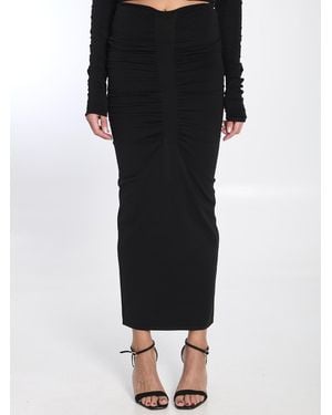 Alexander Wang Ruched Long Skirt With Back Slit - Black