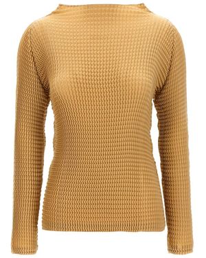 Issey Miyake Suede Like Pleats' Blouse - Brown
