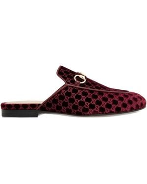 Gucci Princetown Velvet Slippers - Brown