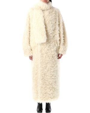 MSGM Faux-Fur Long Coat - Natural