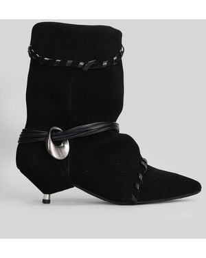 GISÉL MOIRÉ Ariel Low Heels Ankle Boots - Black