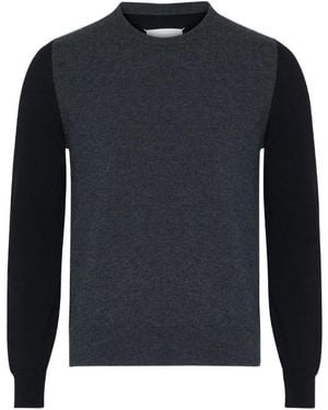 Maison Margiela Two-Tone Wool Pullover With Elbow Patches - Blue
