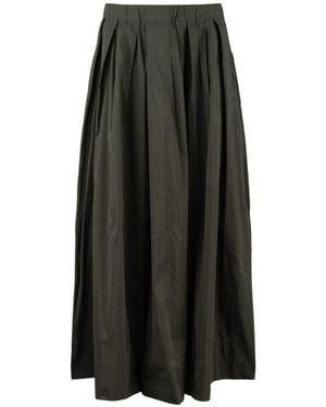 Max Mara Cotton Microfaille Skirt Green - Black
