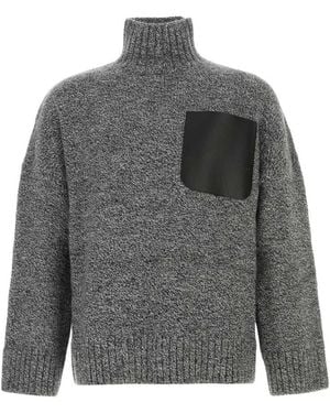 JW Anderson Melange Gray Wool Blend Sweater