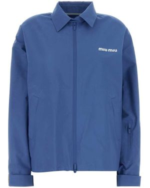 Miu Miu Cerulean Tech Fabric Windbreaker - Blue