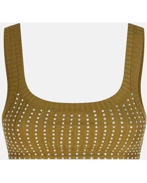 The Attico Military Top With Rhinestones - Natural
