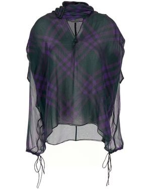 Burberry Printed Chiffon Blouse - Blue
