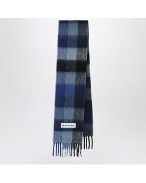 Acne Studios Dark Navy/black/blue Checked Scarf