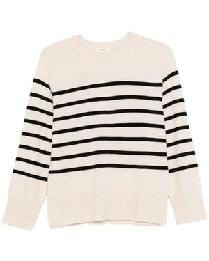 Yerse Striped Crew Neck Jumper - White