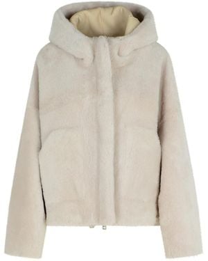 Blancha Milky White Sheepskin Bomber Jacket - Natural